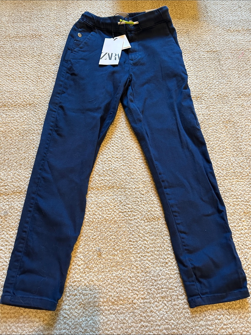NEW Boys Zara Deep Blue Slim Elastic Waist Pants